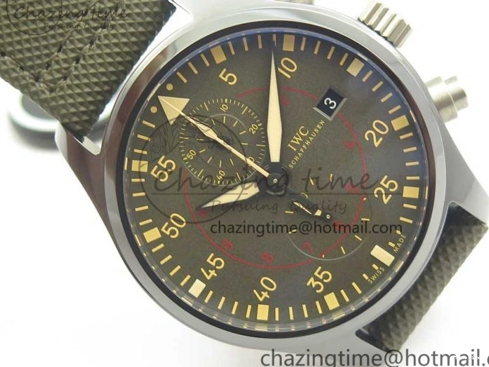 MIROTIME 0519 Classic PILOT IW389001 ZF 1:1 Best Edition Ceramic Case Green Dial on Green Nylon Strap A7750 (Function Same As Genuine) 7160